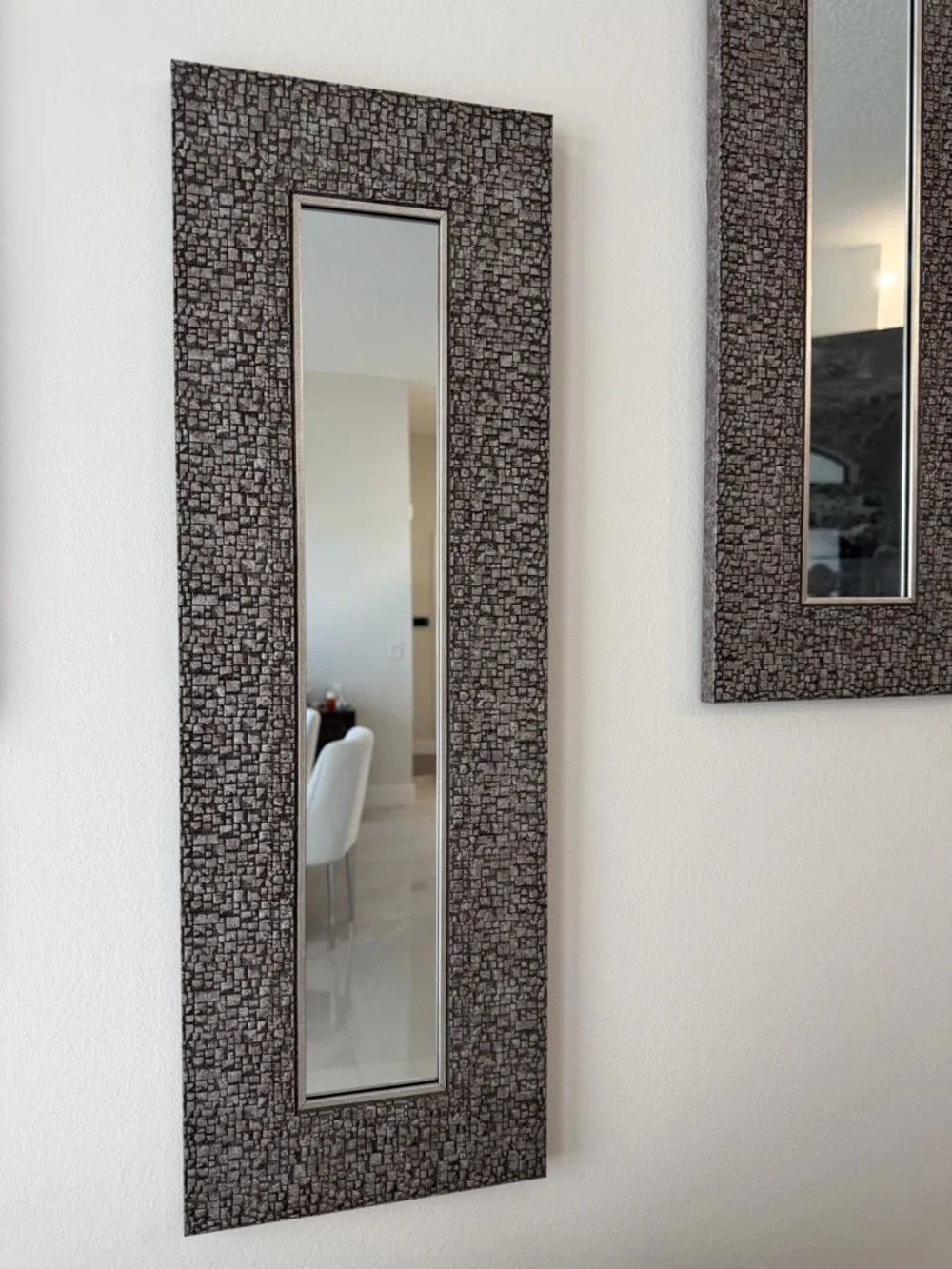 Silver Mosaic Framed Wall Mirror (Set of 3)